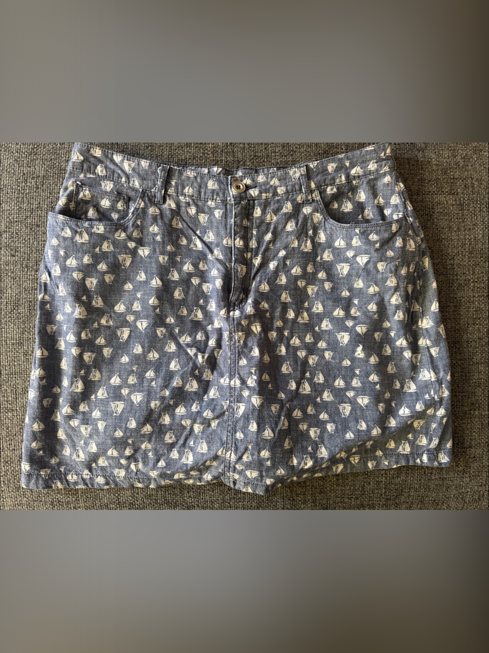 St. John’s Bay Mini Skort Blue and White Sailboat Print Size 12
